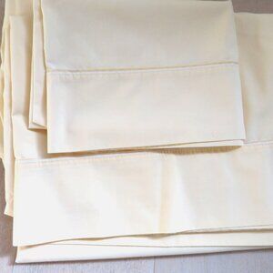 Vintage JP Stevens Twin Sheet Set 3pc Yellow Percale No Iron USA Made